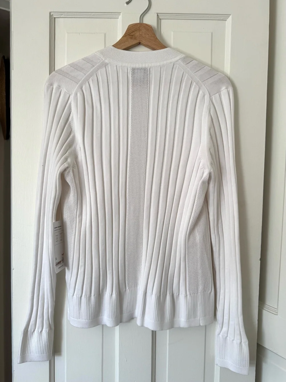 NWT Athleta White Fairway Chandail Ribbed Zip-Up Sweater, Large - Picture 10 of 11
